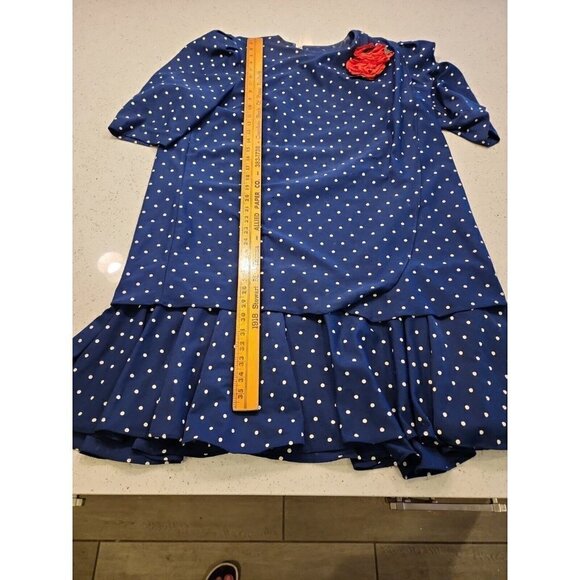 Vintage 1990's "Risa Ann" Dress SZ 20wp Blue white Polka-dot Short sleeve - Picture 6 of 9